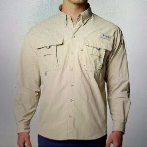 Columbia PFG Bahama Mens Long Sleeve Shirt. Fishing shirt. Tan Size XXL